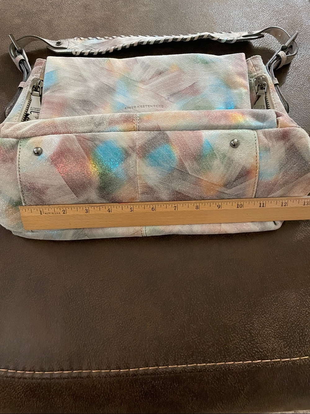 Aimee Kestenberg rainbow metallic leather boho bag with tassel zippers, NWOT - Picture 9 of 14